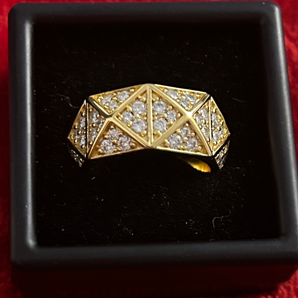 Luxury Moissanite‎ Diamond  Gold and Geometric band Ring size 6 unisex